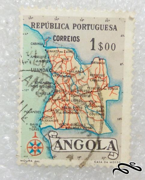 تمبر ارزشمند قدیمی 1 دلاری پرتغال نقشه (97)5
