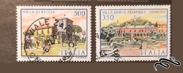 2 تمبر زیبای قدیمی ایتالیا . ساختمان . باطله (94)6
