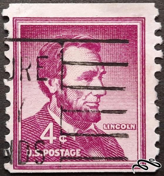 تمبر باارزش قدیمی و کلاسیک 4 سنت امریکا 2 طرف بیدندانه . لینکلن . باطله (94)3