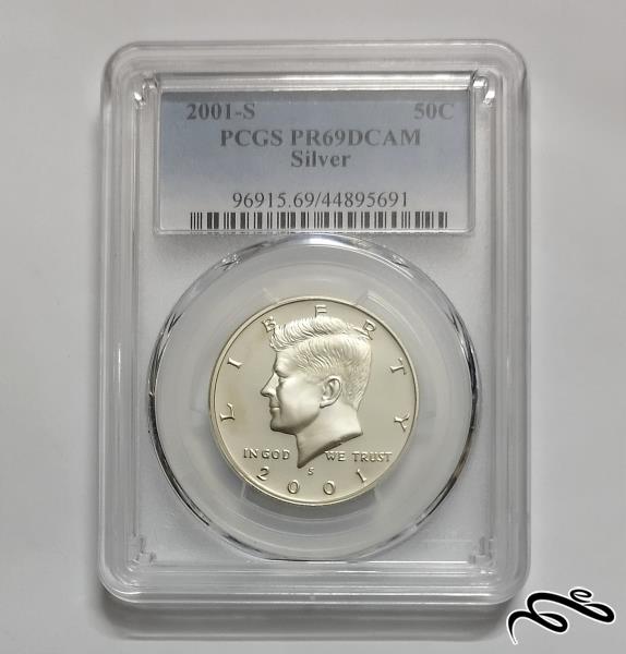 سکه نقره نیم دلار گرید شرکت PCGS آمریکا 2001