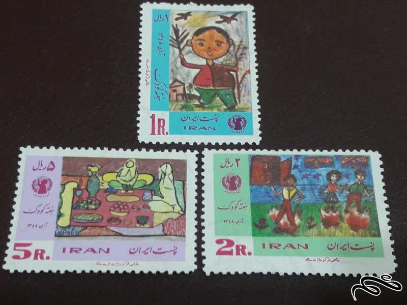 سری کامل تمبر هفته کودک 1348 پهلوی