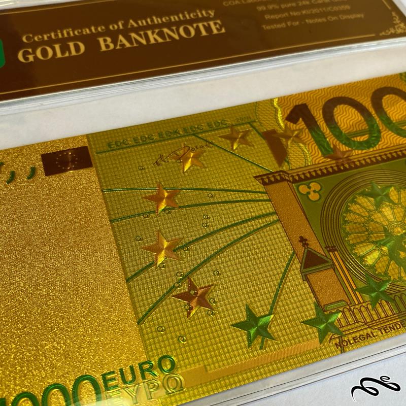 اسکناس 1000 یورو روکش طلا