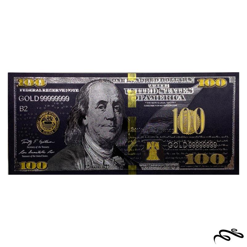 اسکناس 100 دلار مشکی روکش آب طلا