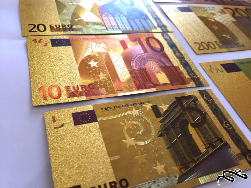سری کامل اسکناس روکش طلا پنج تا پانصد یورو اروپا