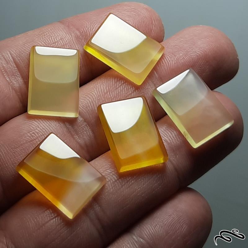 مجموعه 5 قطعه عقیق لیمویی اصل معدنی