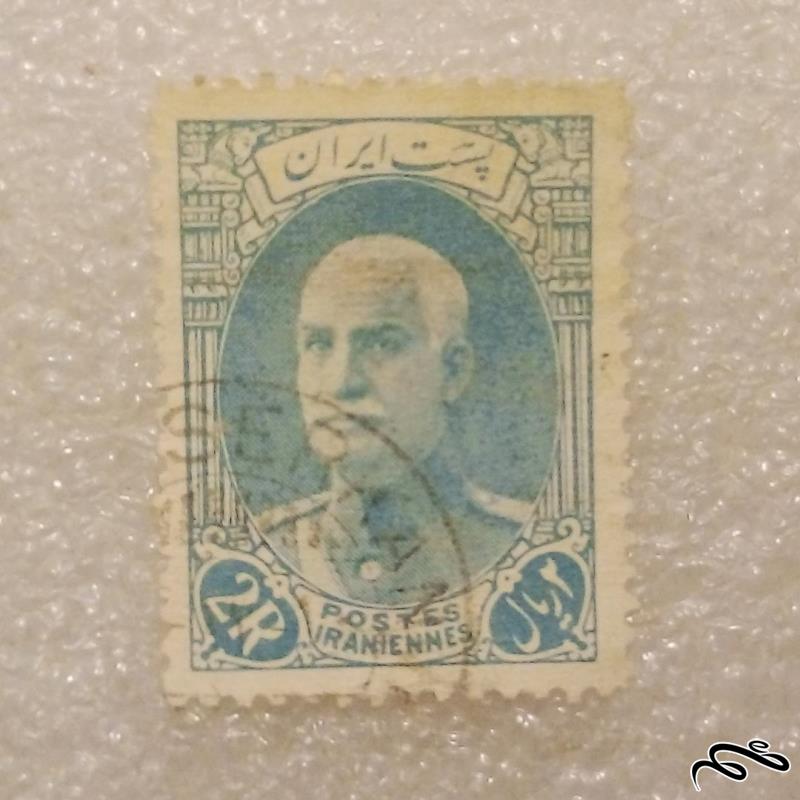 تمبر 1316 پهلوی 2 ریال سربرهنه رضاشاه زیرنویس باطله (96)9