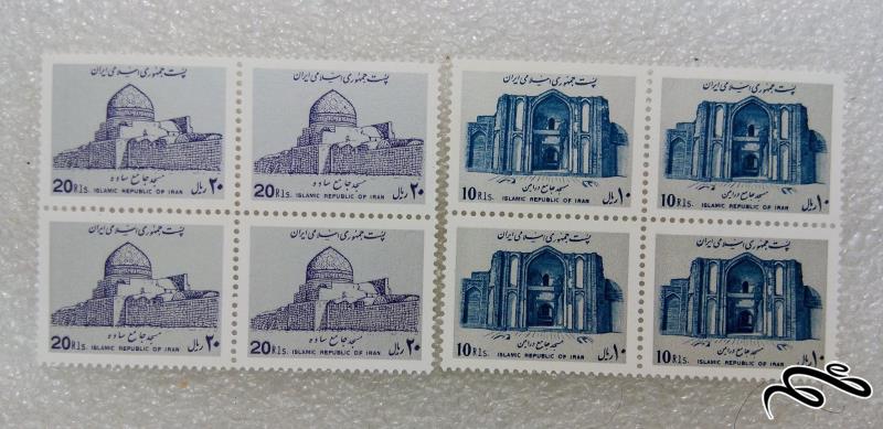 ۲ بلوک تمبر پستی مسجد ساوه و ورامین (۸۴)+ F