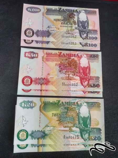 ست سه جفت اسکناس  کواچا زامبیا سوپر بانکی