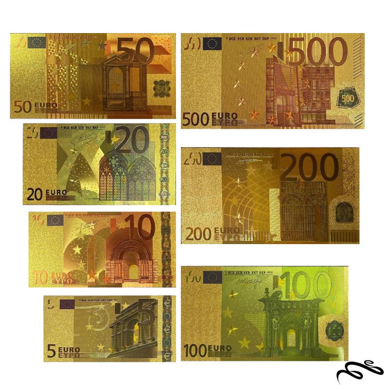 سری کامل اسکناس روکش طلا 5 تا 500 یورو