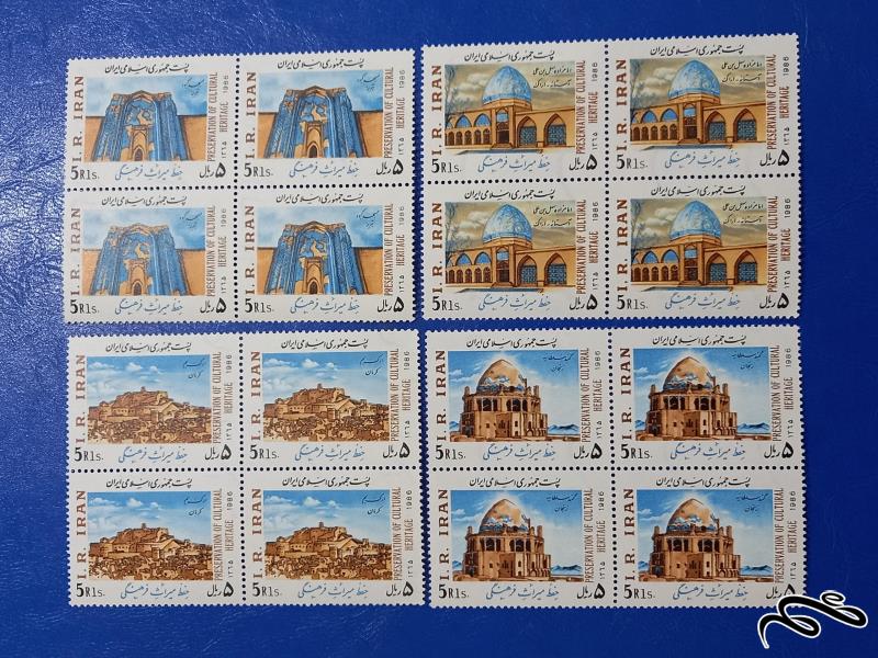 4 بلوک تمبر زیبای 1365 حفظ میراث فرهنگی (001)+