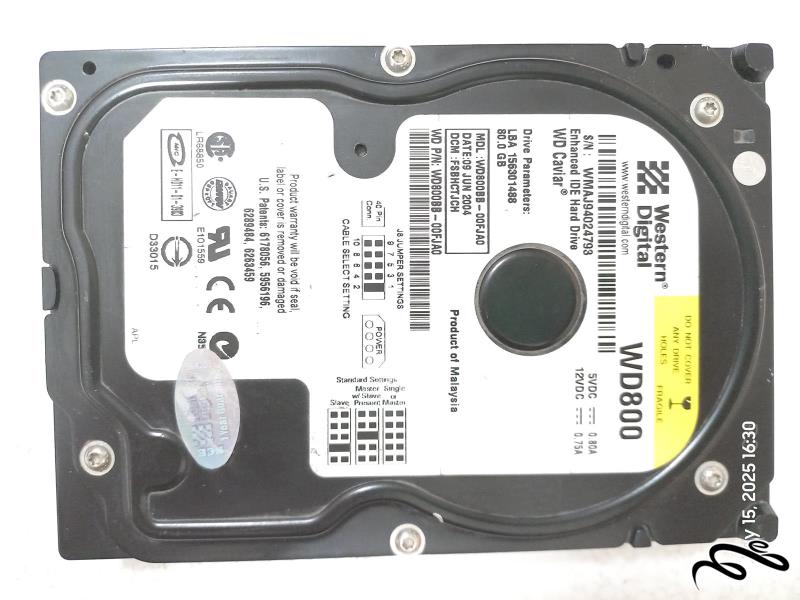 هارد وسترن دیجیتال 80 گیگابایت IDE سلامت 100%