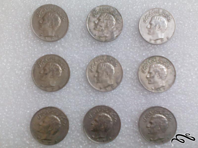 ۹عدد سکه ۱۰ ریال پنجاهمین سالگرد حکومت پهلوی (۱)۱۶۳
