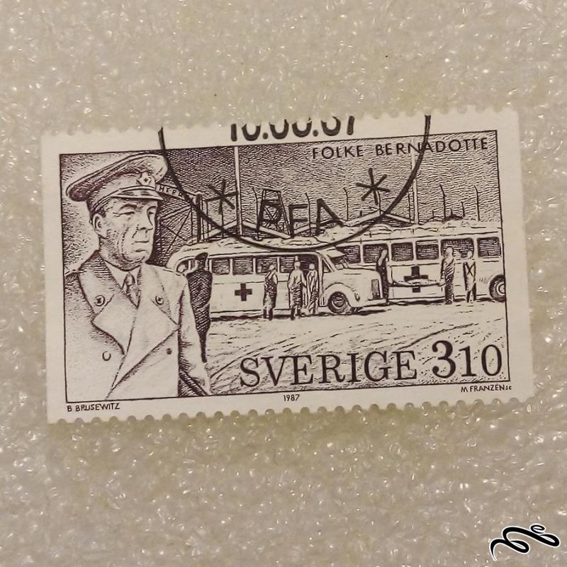 تمبر زیبای باارزش ۱۹۸۷ سوئد . برنادات (۹۳)۲