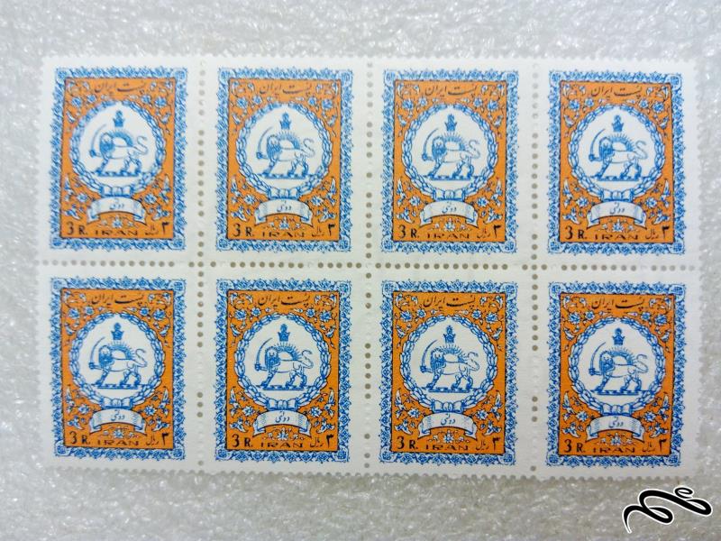 2 بلوک تمبر زیبای 3 ریال دولتی پهلوی.شیروخورشید (32)+ F