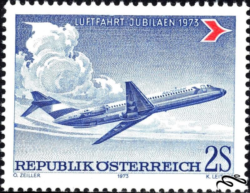 تمبر زیبای کلاسیک ۱۹۷۳ باارزش Aviation Anniversary  اتریش (۹۴)۴