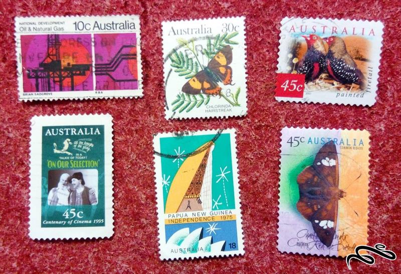 ۶ عدد تمبر زیبای مختلف استرالیا . ارزشمند (۲۷)۴۱