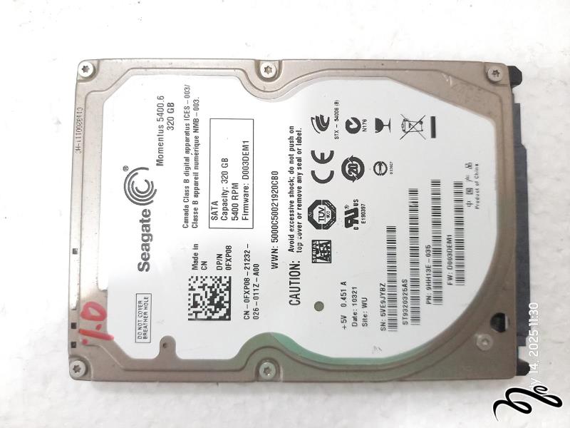 هارد لپ تاپ Seagate ST۹۳۲۰۳۲۵AS ۳۲۰GB معیوب