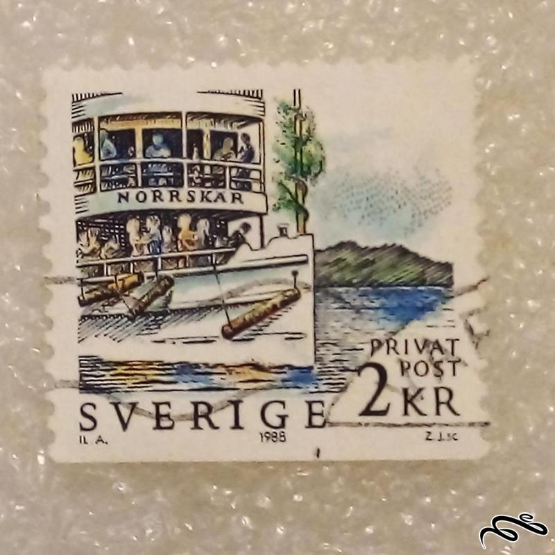 تمبر باارزش ۱۹۸۸ قدیمی سوئد . پستی . باطله (۹۳)۵