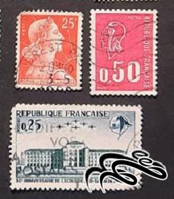 ۳ تمبر زیبای قدیمی فرانسه . باطله (۰)۸/۳