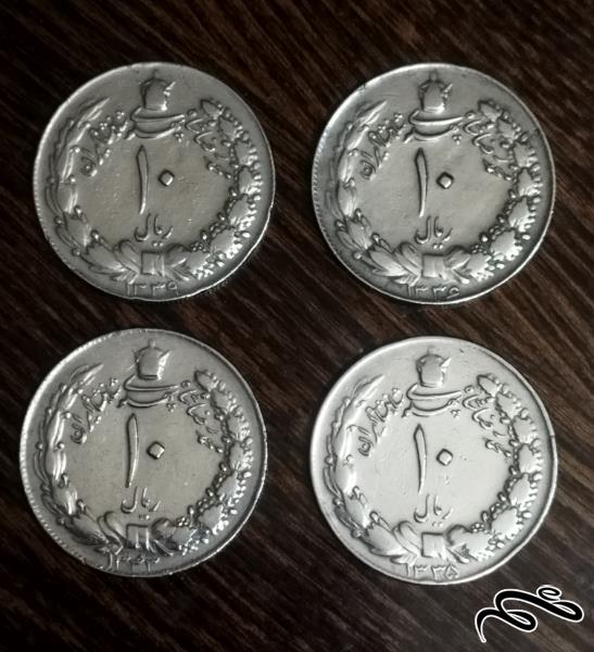 4 عدد سکه 10 ریالی کشیده با 4 تاریخ مختلف مطابق تصویر