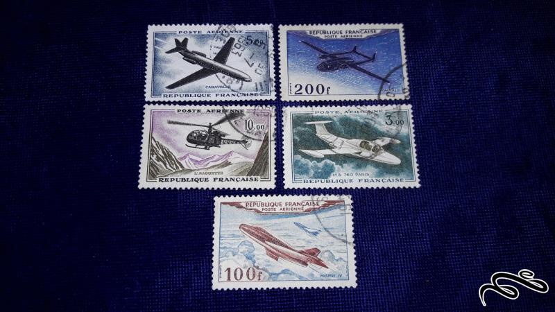 مجموعه تمبر خارجی قدیمی و کلاسیک هواپیمایی فرانسه
