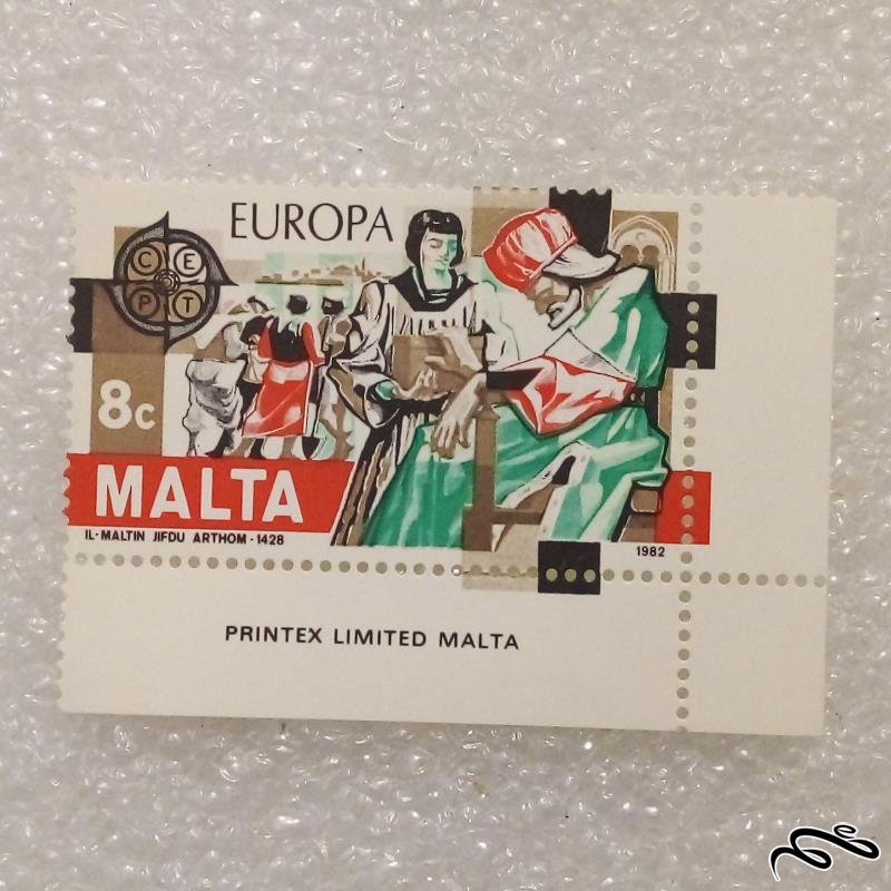 تمبر زیبا و باارزش گوشه ورق قدیمی 1982 مالتا . اروپا (98)5