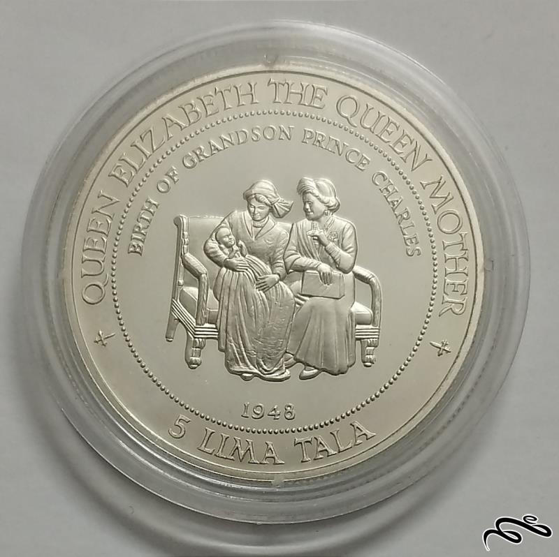 سکه نقره 5 تالا یادبودی توکلائو 1995
