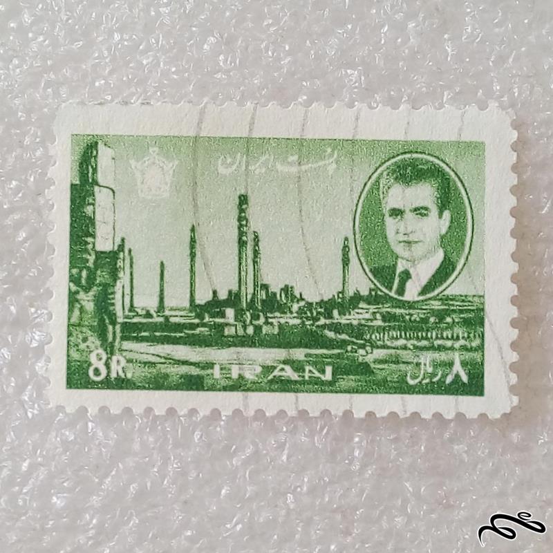 تمبر ۱۳۴۴ پهلوی دوازدهم پستی ۸ ریال تخت جمشید باطله (۹۰)۶