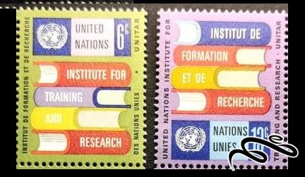 ۲ تمبر U Nations Institute for Training باارزش ۱۹۶۹سازمان ملل نیویورک (۹۴)۲+