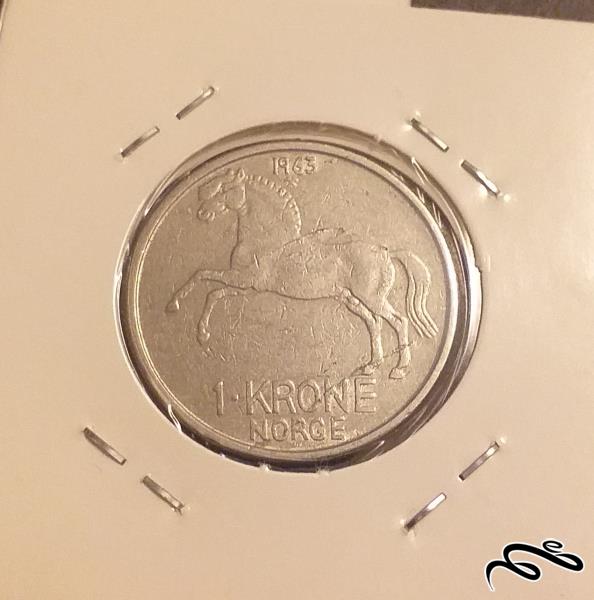 سکه قدیمی 1 کرون نروژ 1963