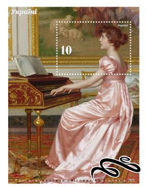 مینی شیت تمبر تابلویی موسیقی پیانو