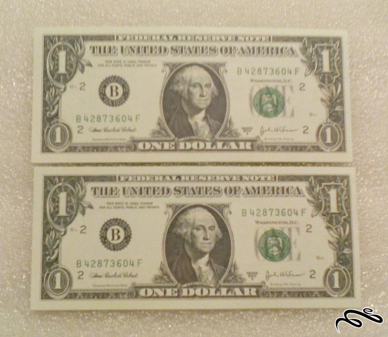 ۲ برگ طرح اسکناس ۱ دلار . فانتزی . (۹۶-۴) (۰)